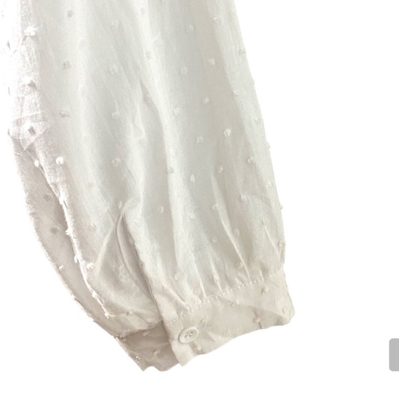 ALICE BLUE WHITE EYELET CREW NECK BUTTON DOWN LONG SLEEVE TOP BLOUSE SIZE LARGE - Picture 9 of 12